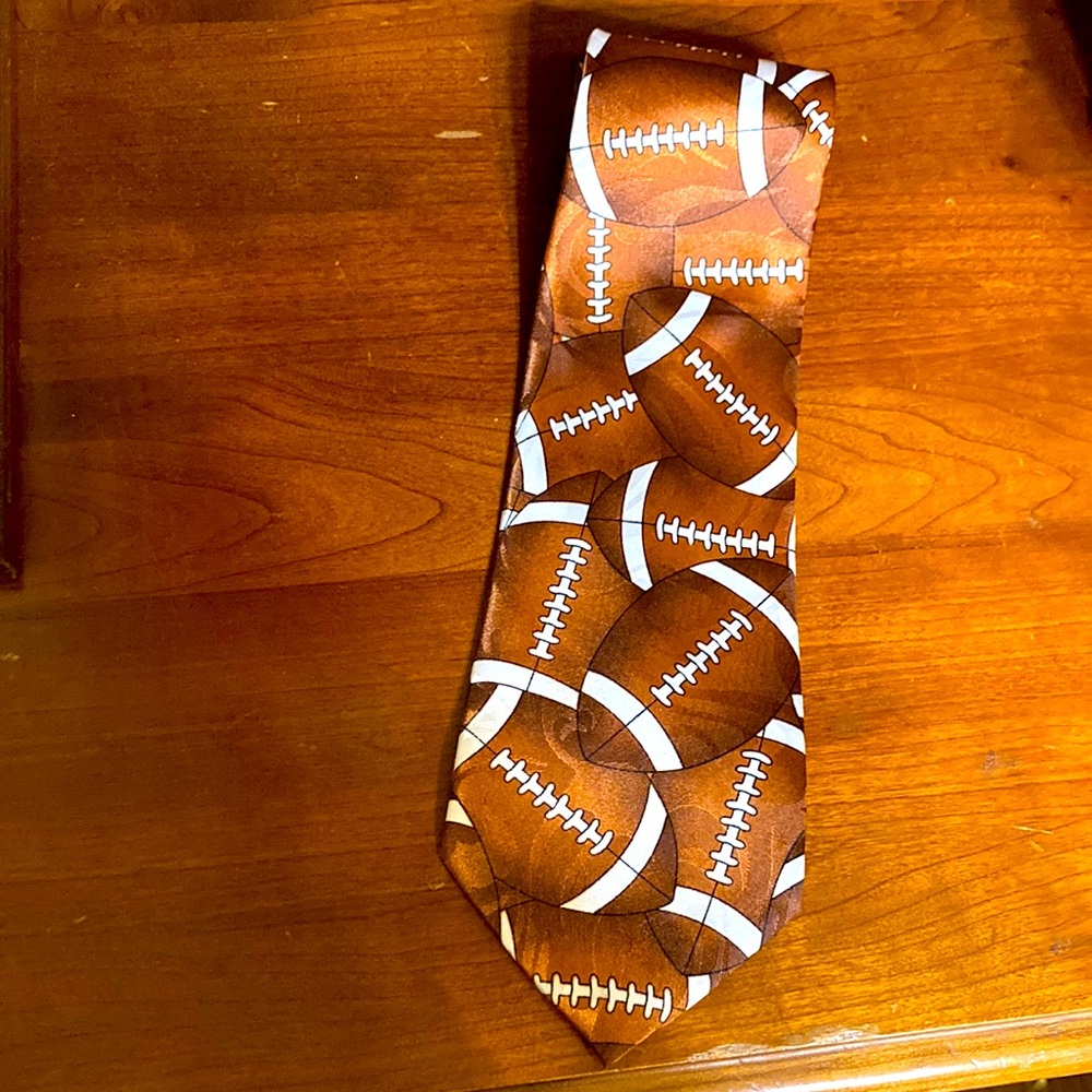 Brown football patterned Steven Harris tie